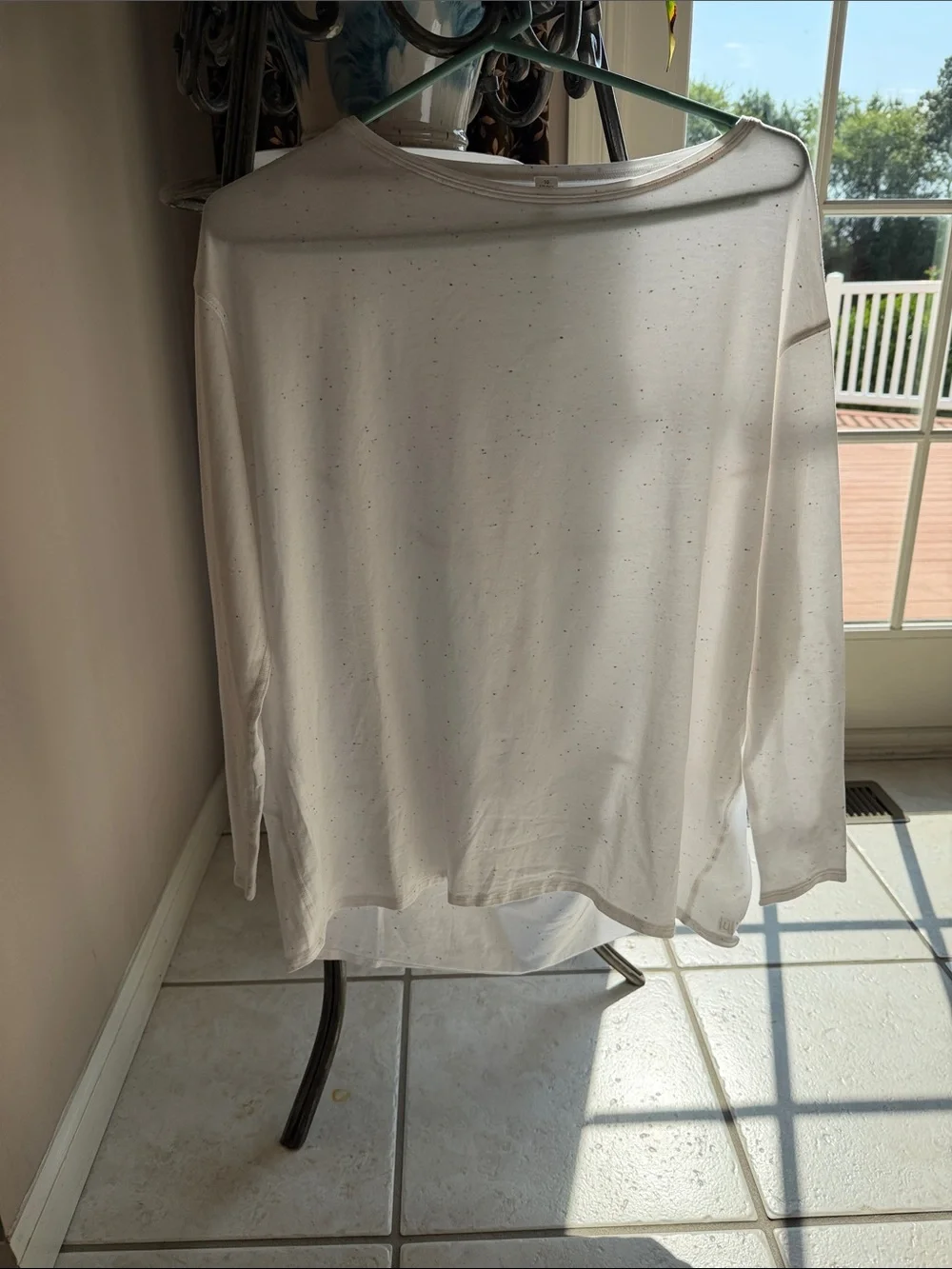 LuluLemon White Speckled Long Sleeve Tee sz 10